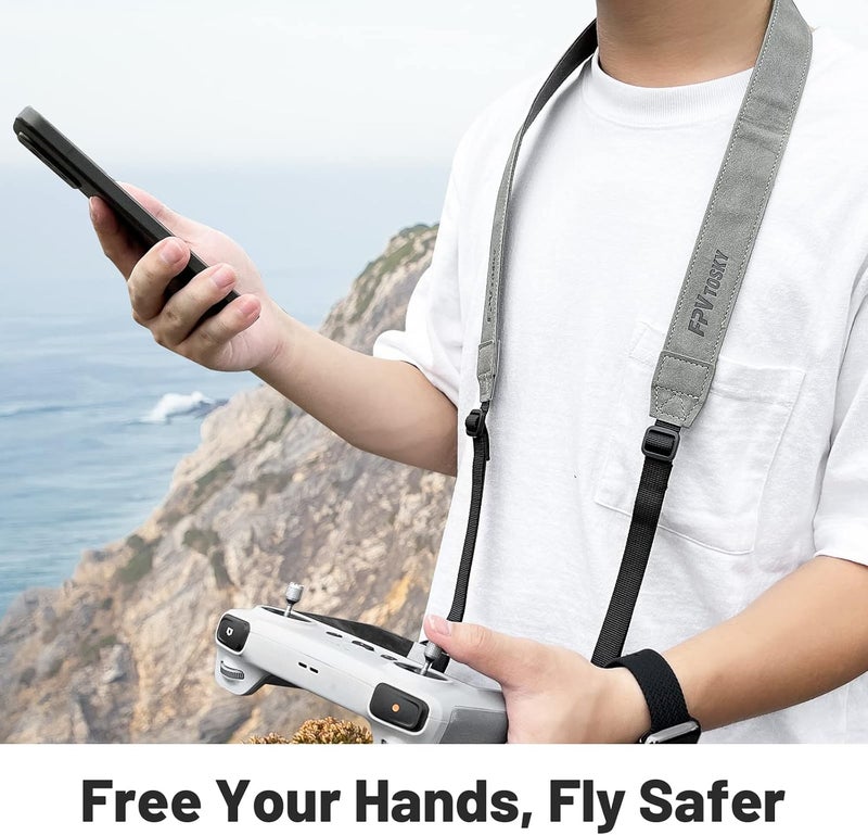 FPVtosky Neck Lanyard with Joystick for DJI RC/RC 2, PU Leather Shoulder Strap and 1 Pair of Rocker, Compatible with DJI Mini 5/4 Pro/Mini 3/ Mavic 3 Classic/Air 3 Remote Controller Accessories - Image 2